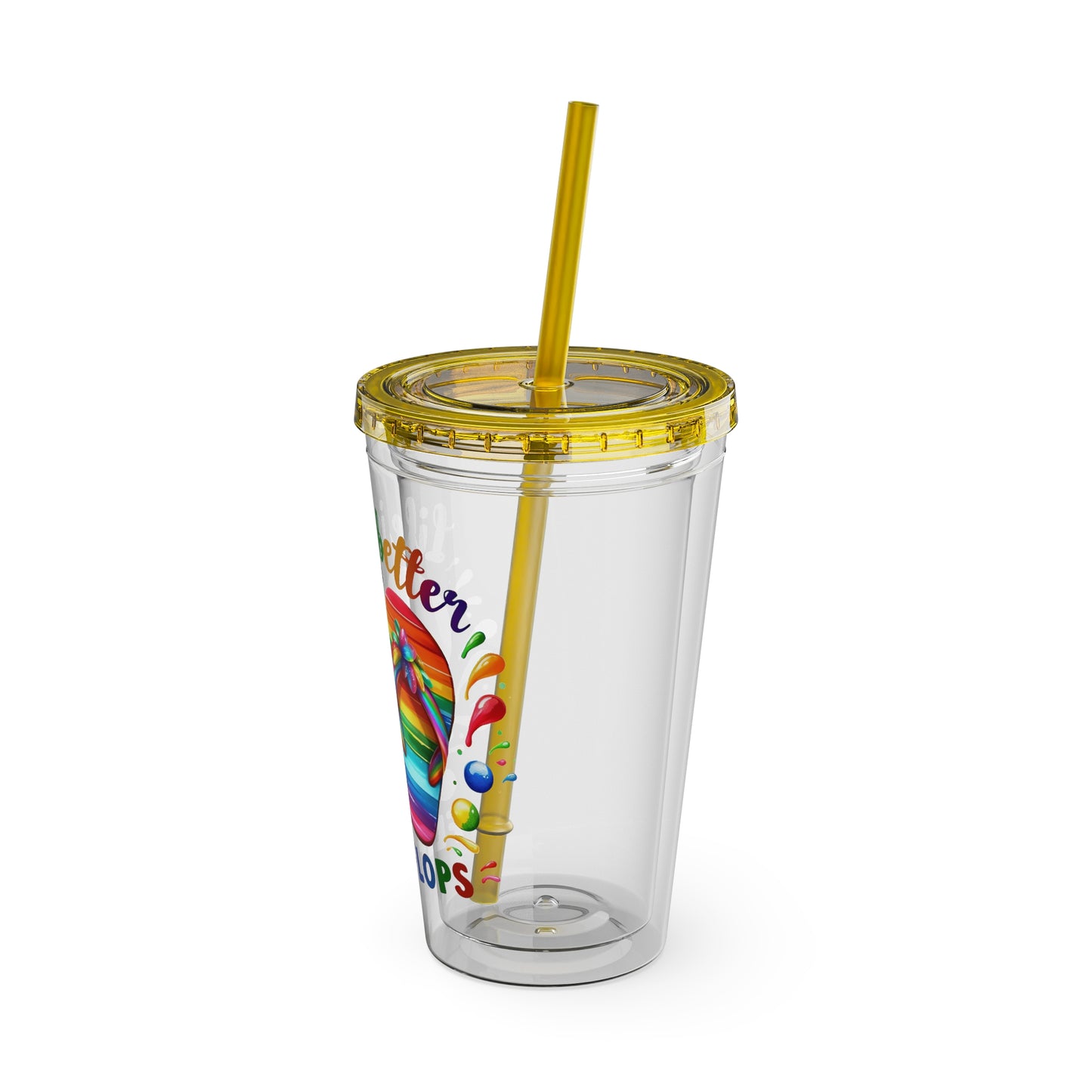 Life is Better in Flip Flops Sunsplash Tumbler with Straw, 16oz