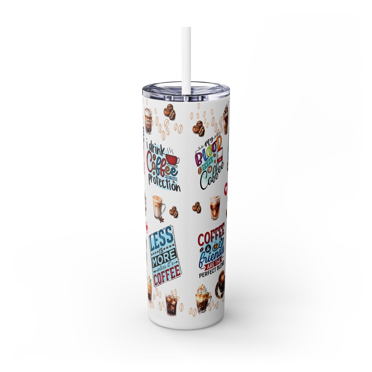 For the Love of Coffee Skinny Tumbler with Straw, 20oz