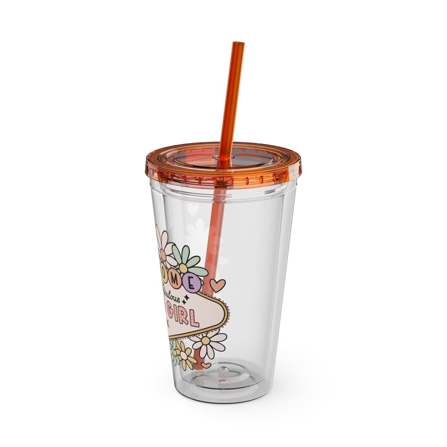 Happy Girl Sunsplash Tumbler with Straw, 16oz