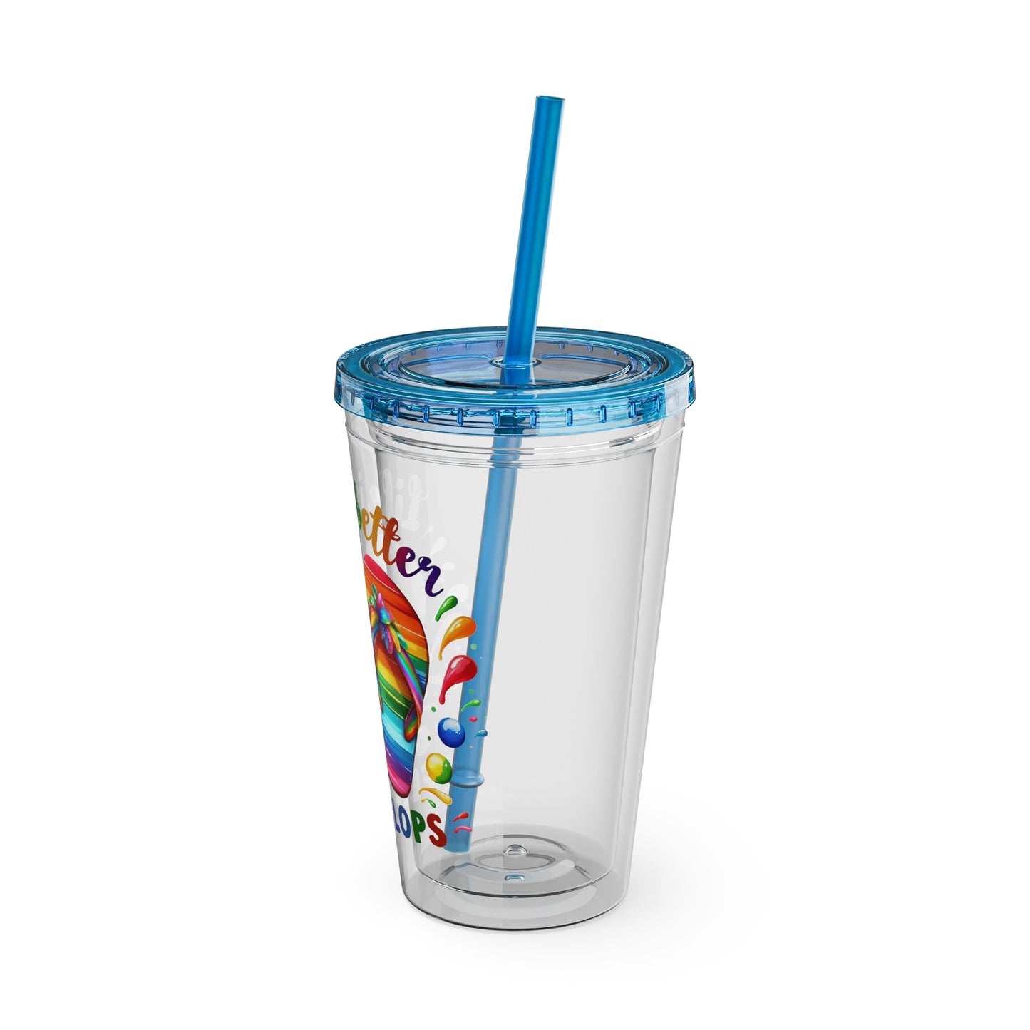 Life is Better in Flip Flops Sunsplash Tumbler with Straw, 16oz
