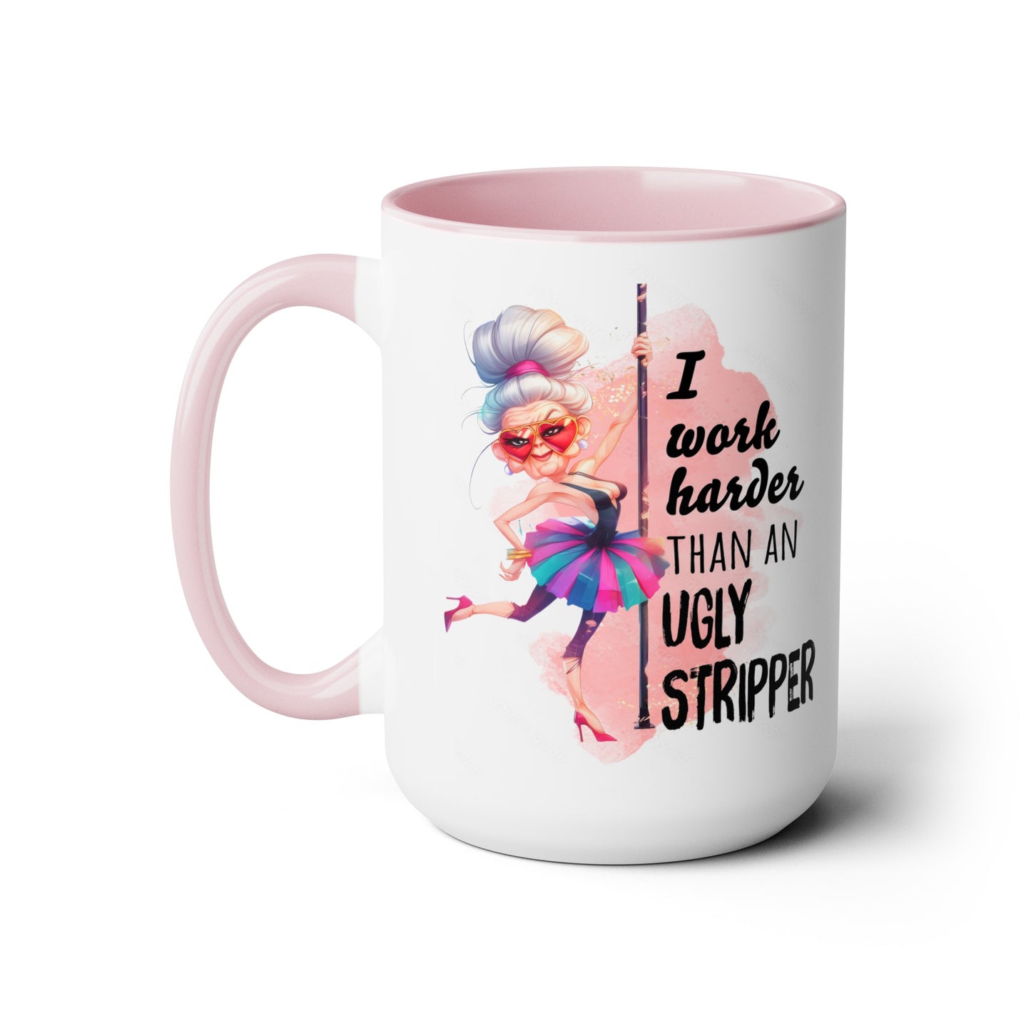 Work Harder Two-Tone Coffee Mugs, 15oz