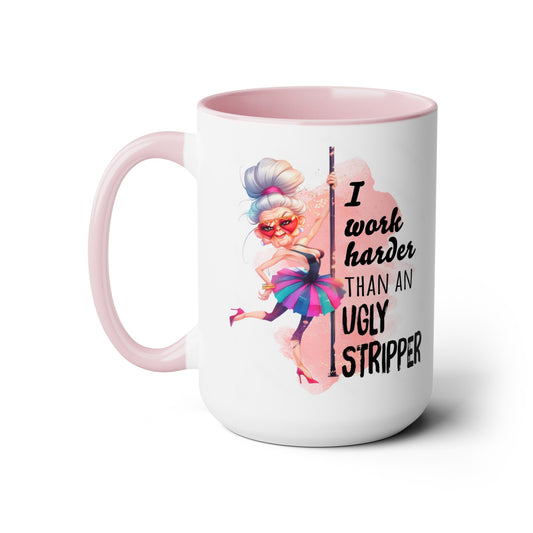 Work Harder Two-Tone Coffee Mugs, 15oz
