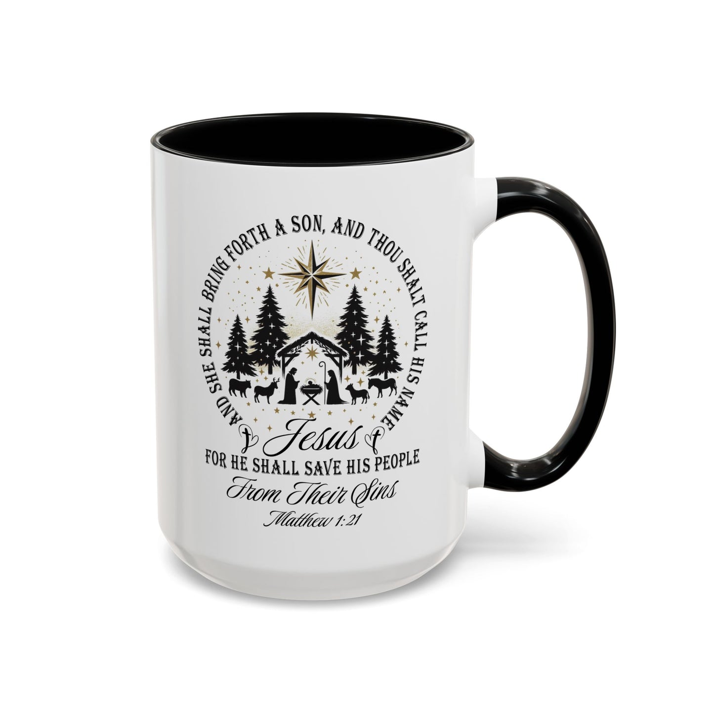 Matthew 1:21 Accent Coffee Mug (11, 15oz)