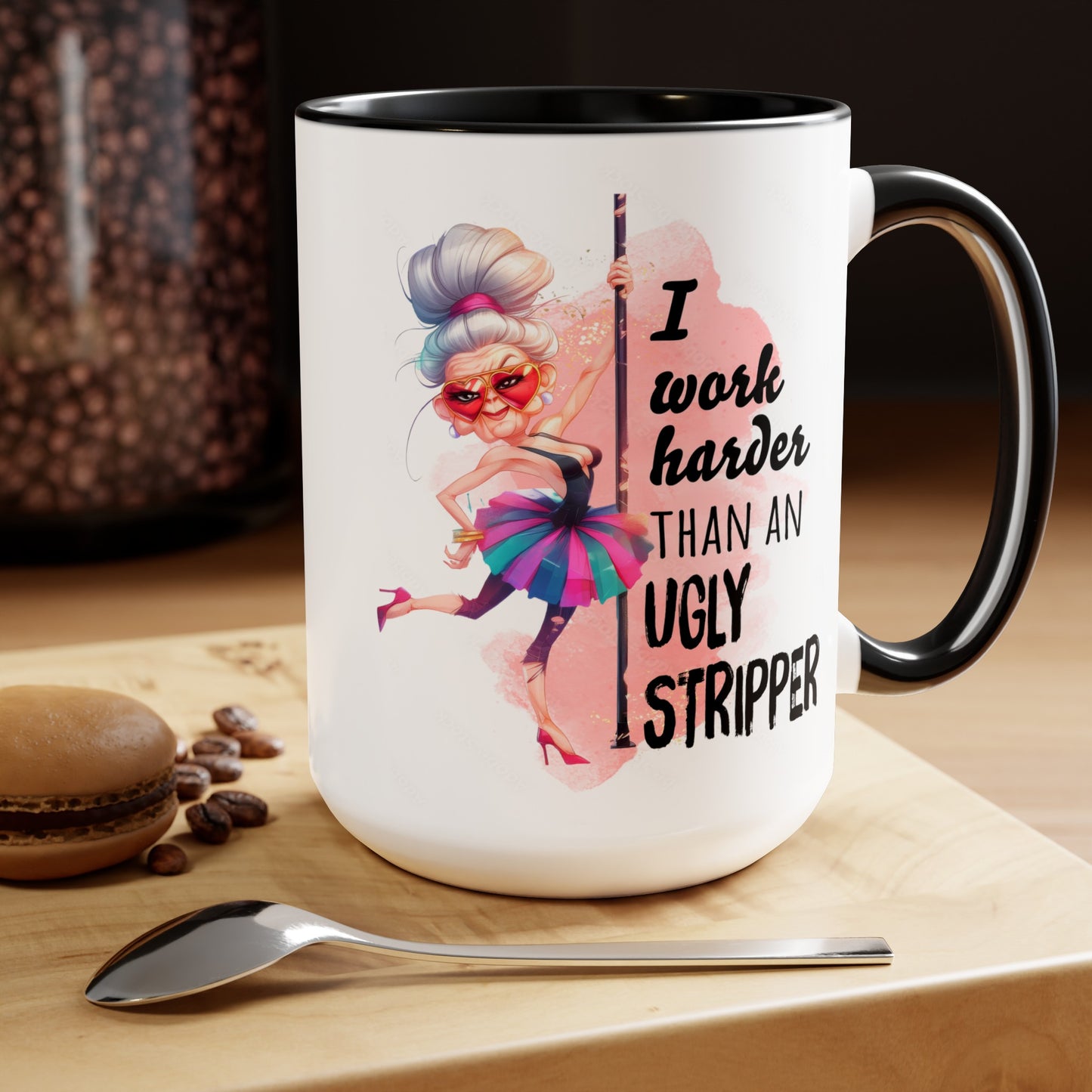 Work Harder Two-Tone Coffee Mugs, 15oz