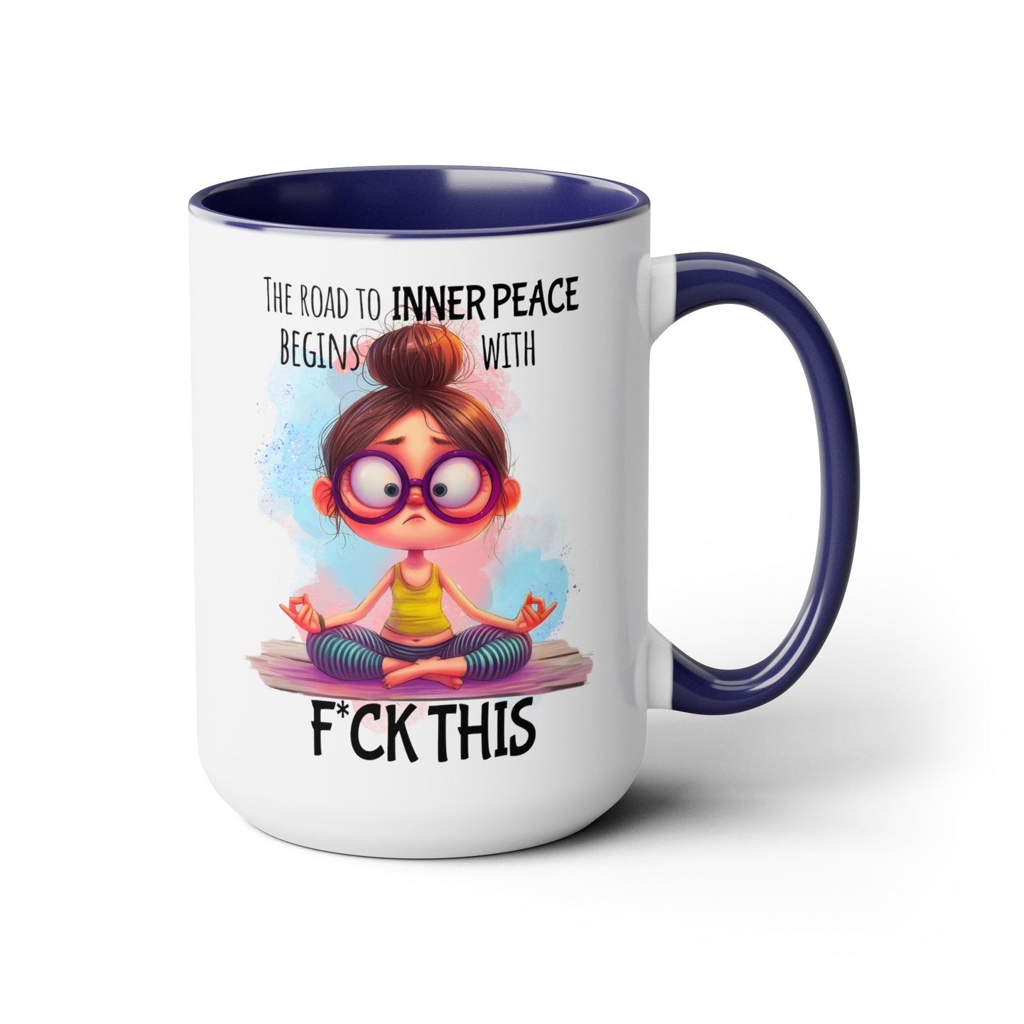 Road to Inner Peace Two-Tone Coffee Mugs, 15oz