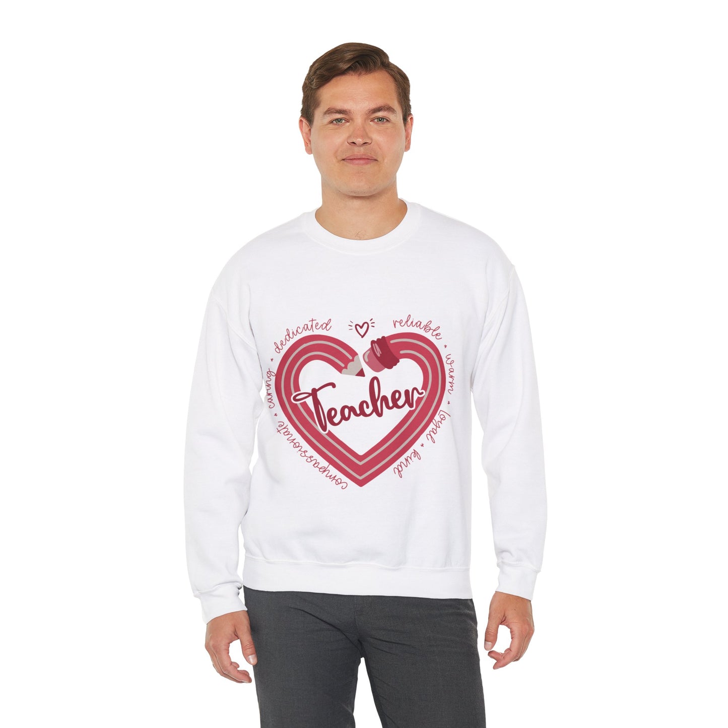 Teacher Heart Unisex Heavy Blend™ Crewneck Sweatshirt