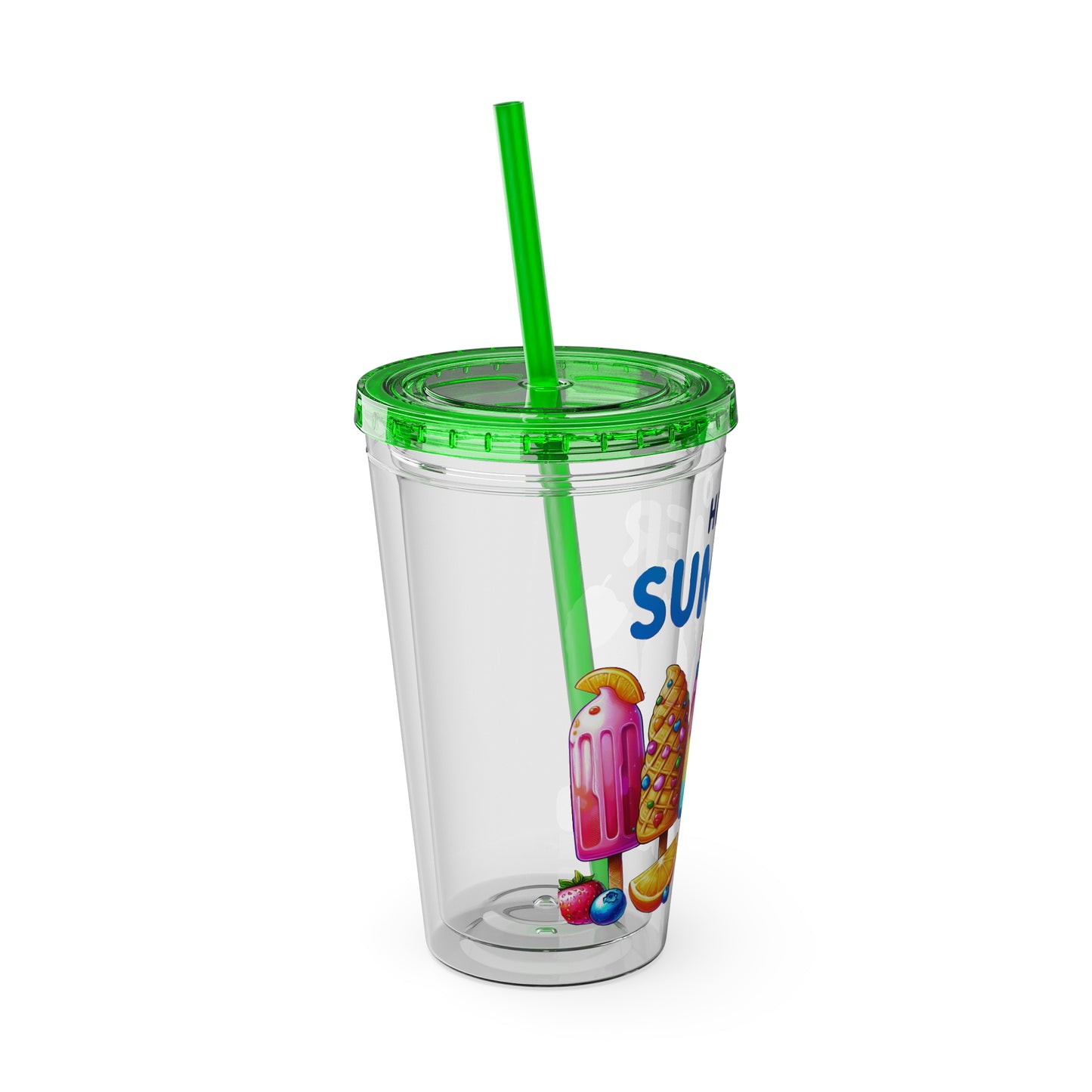 Hello Summer Sunsplash Tumbler with Straw, 16oz