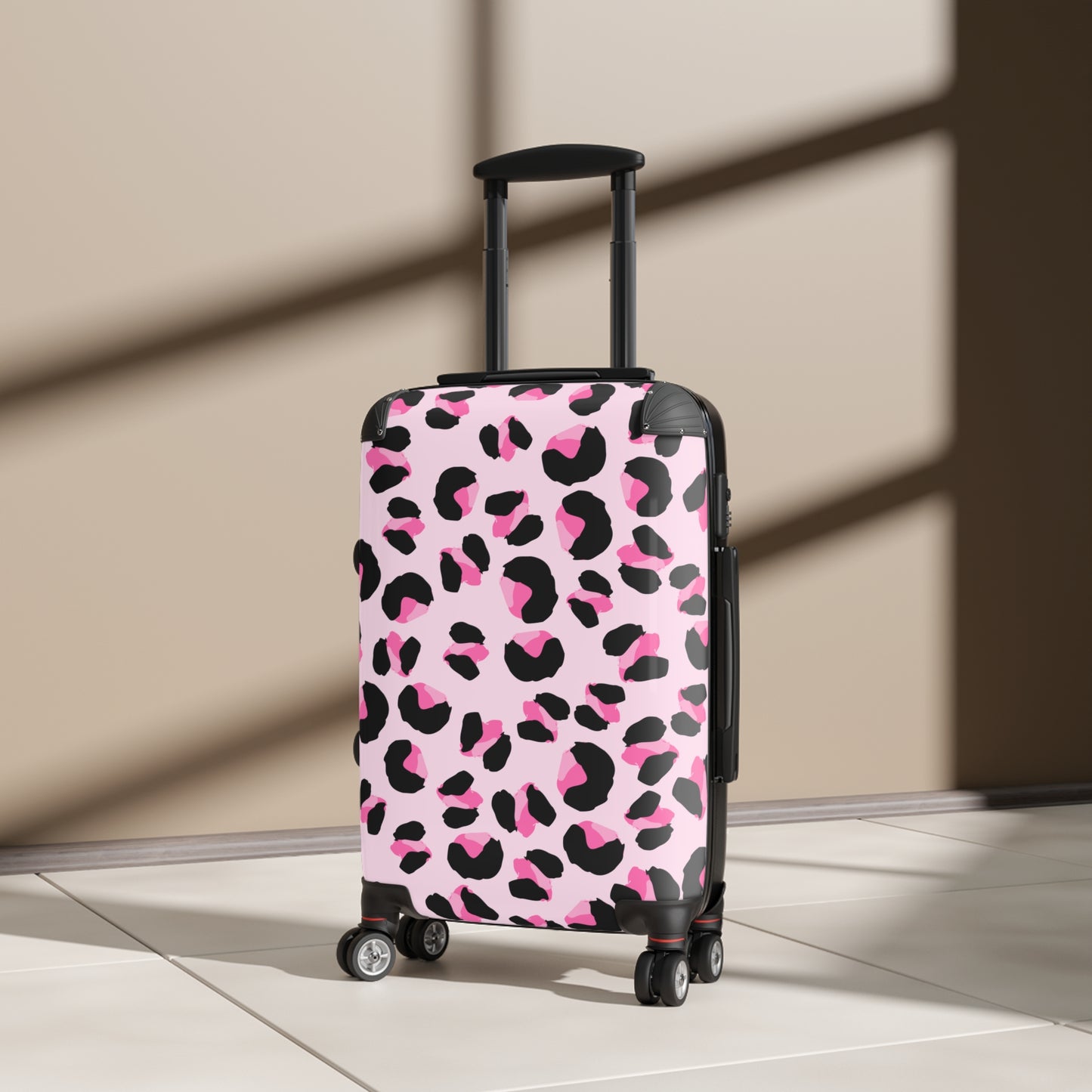 Chic Pink Leopard Print Suitcase - Stylish Luggage for Travel Enthusiasts