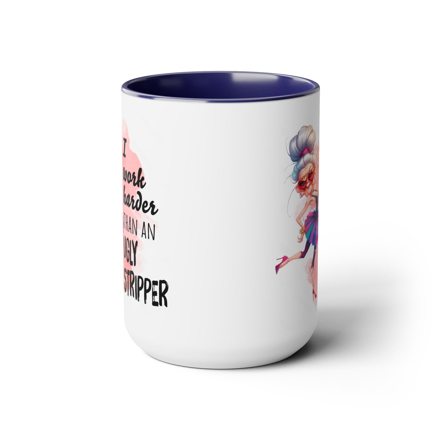 Work Harder Two-Tone Coffee Mugs, 15oz