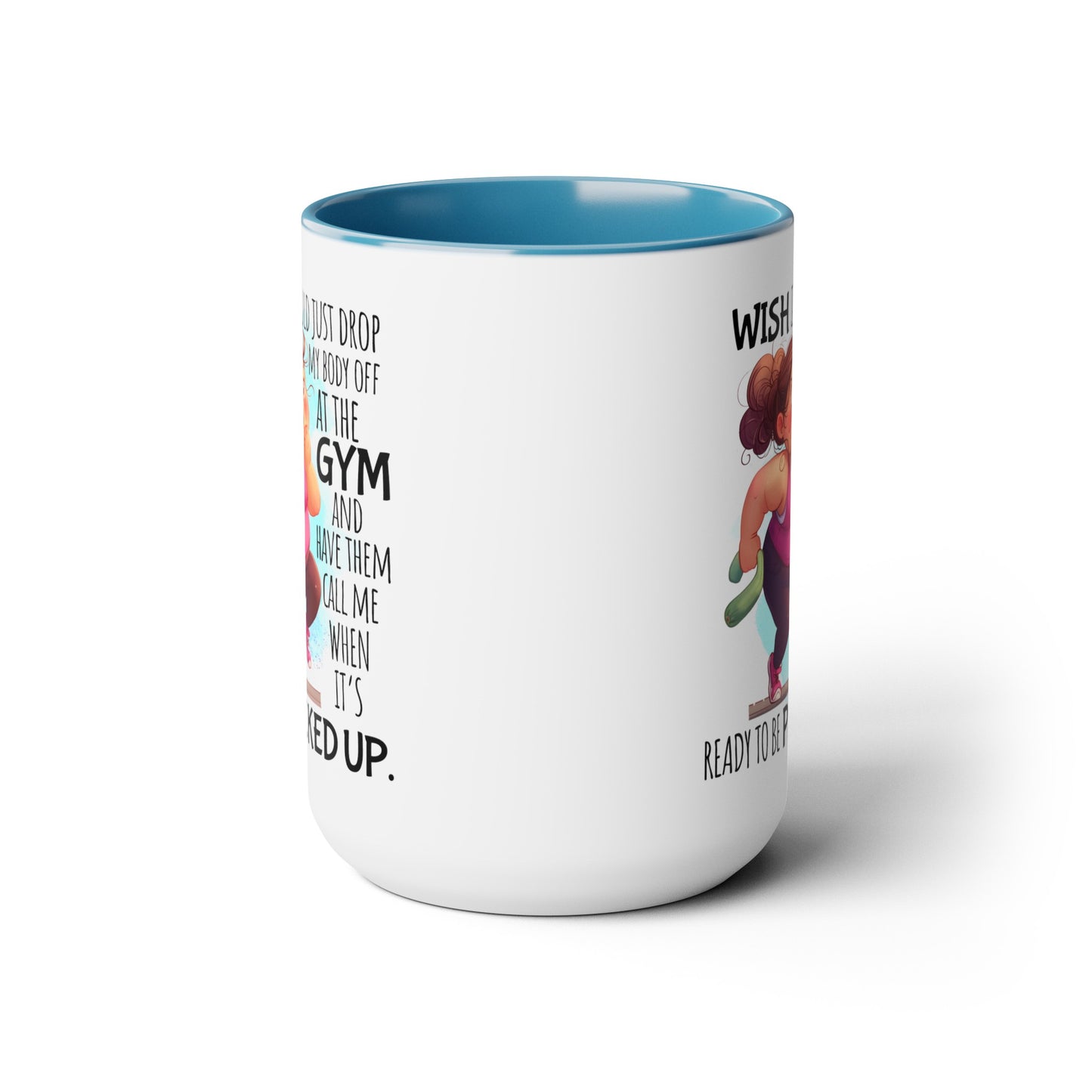 Gym Body Two-Tone Coffee Mugs, 15oz