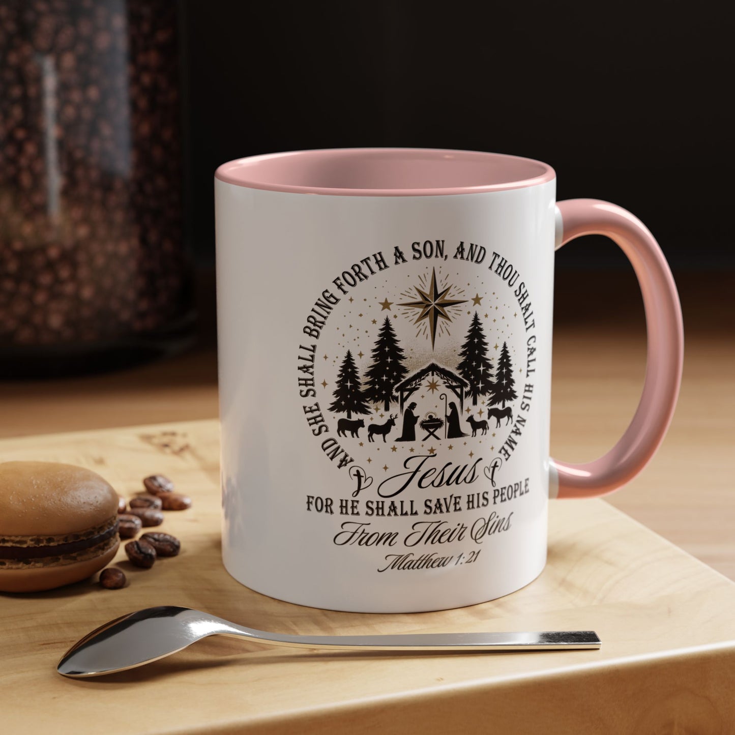 Matthew 1:21 Accent Coffee Mug (11, 15oz)