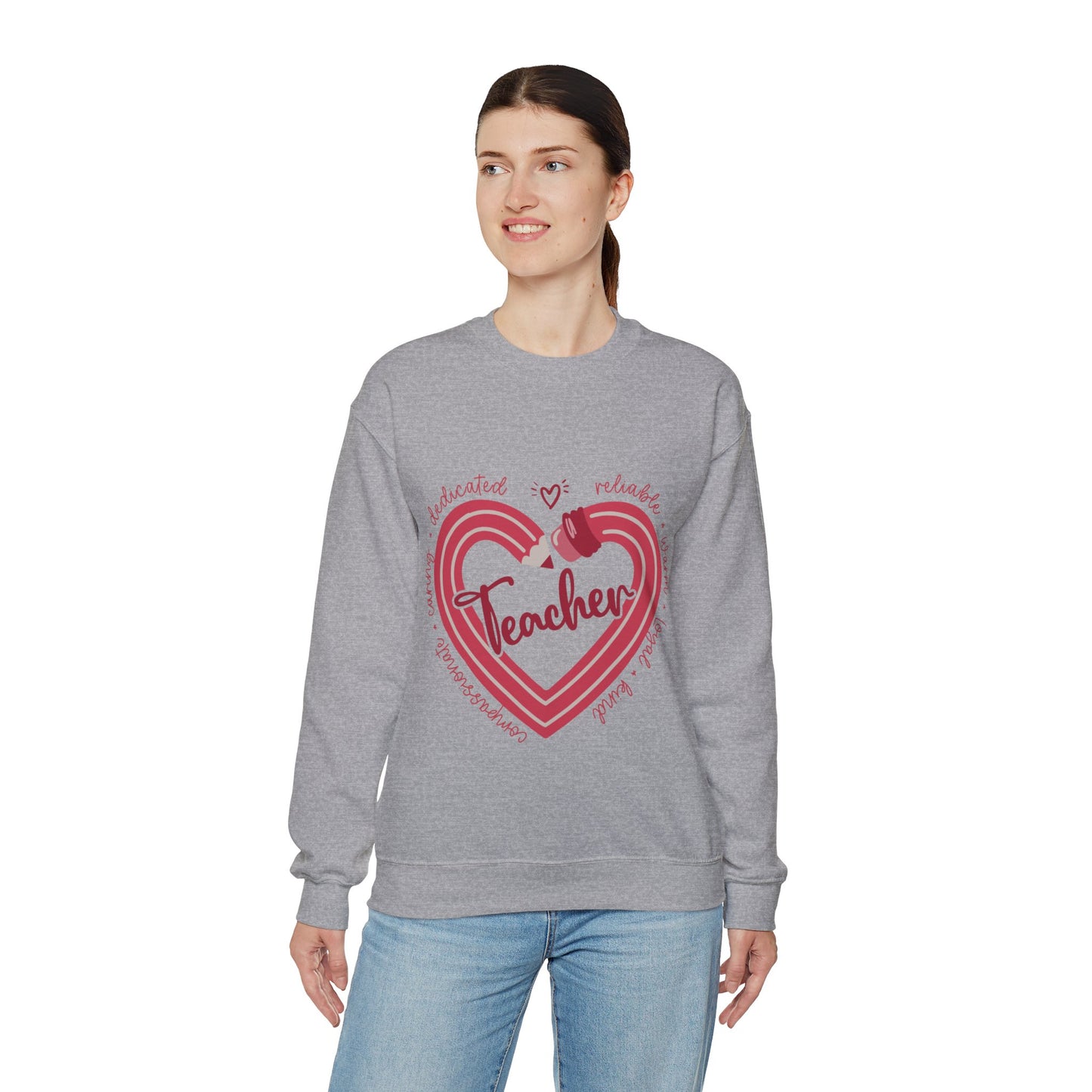 Teacher Heart Unisex Heavy Blend™ Crewneck Sweatshirt