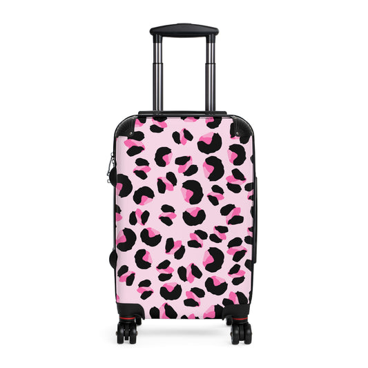 Chic Pink Leopard Print Suitcase - Stylish Luggage for Travel Enthusiasts