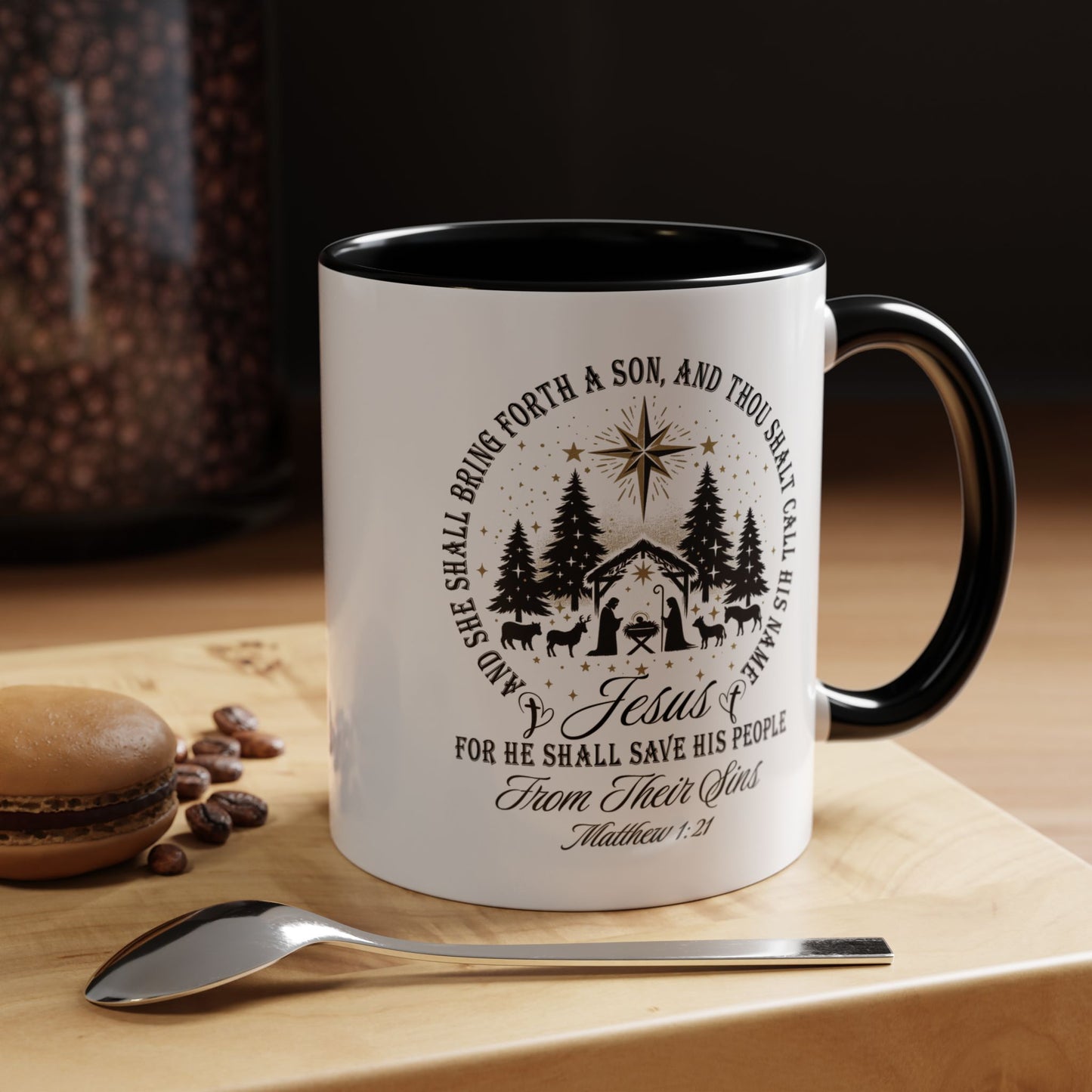 Matthew 1:21 Accent Coffee Mug (11, 15oz)