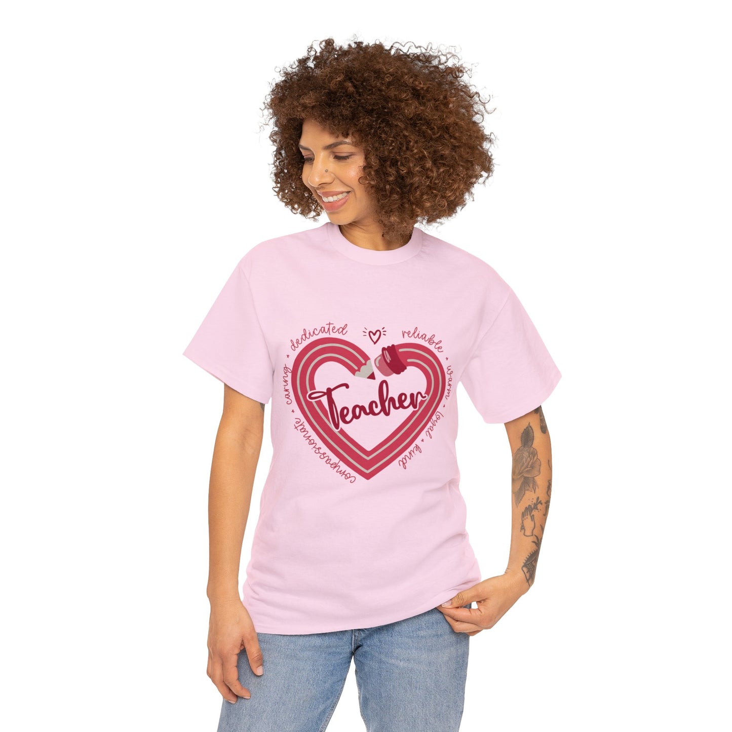 Teacher Heart Unisex Heavy Cotton Tee