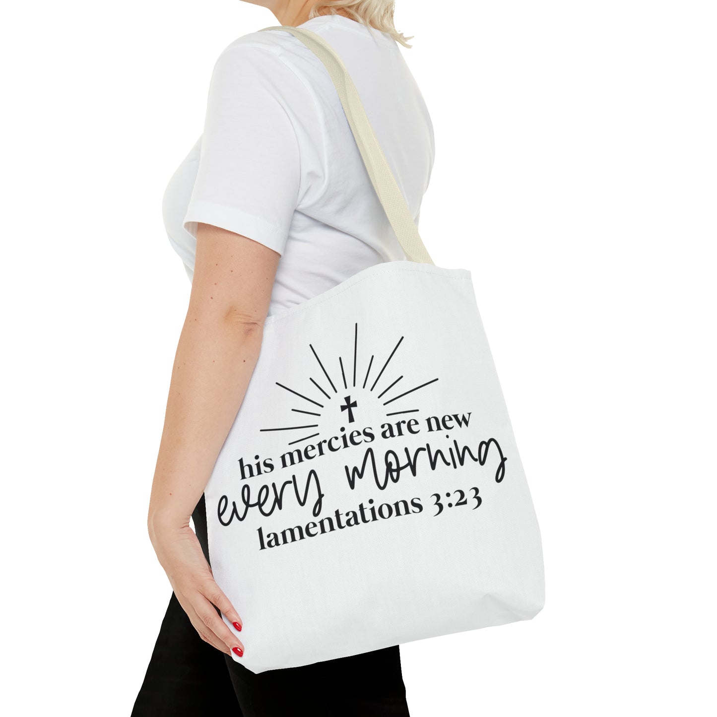 His Mercies Tote Bag (AOP)