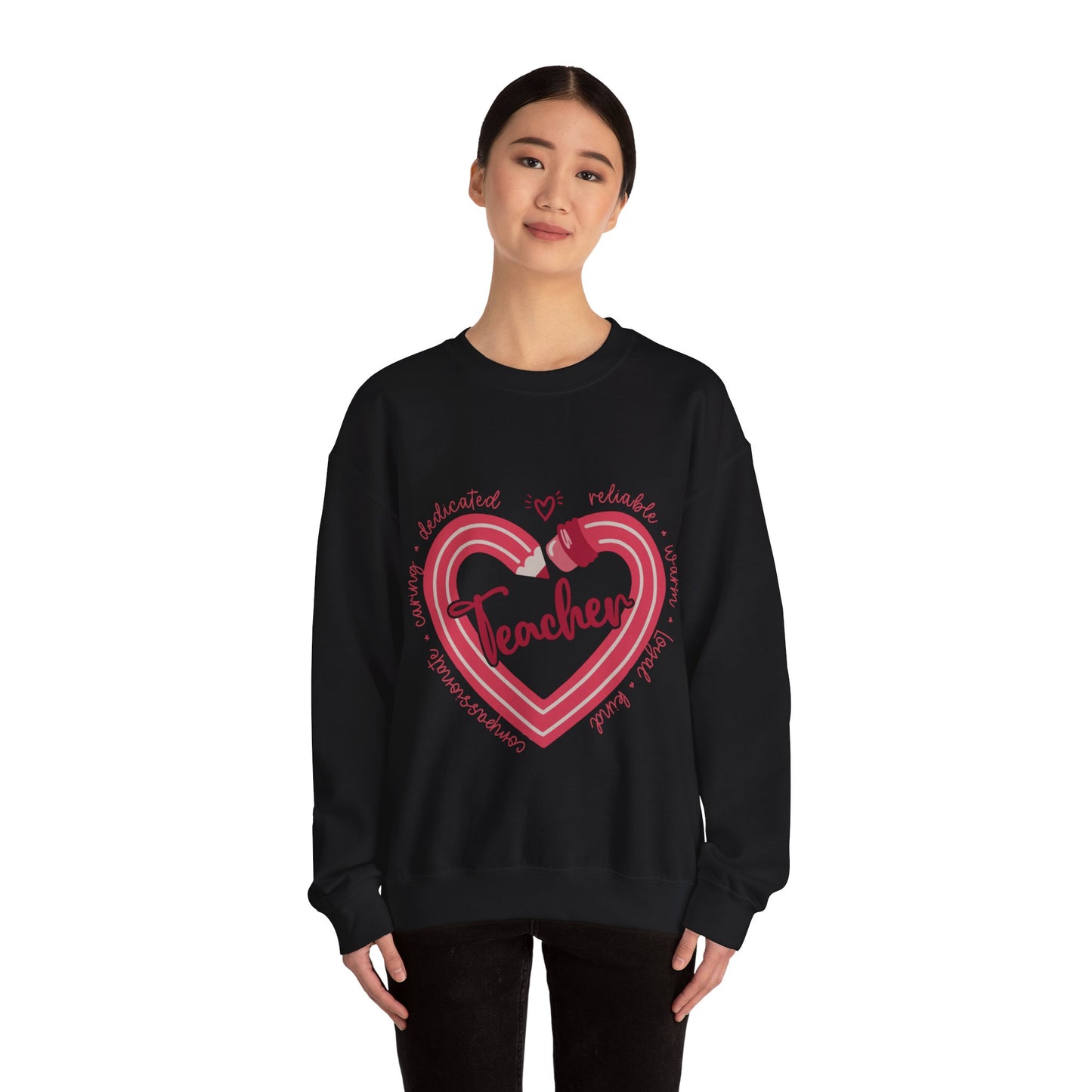 Teacher Heart Unisex Heavy Blend™ Crewneck Sweatshirt