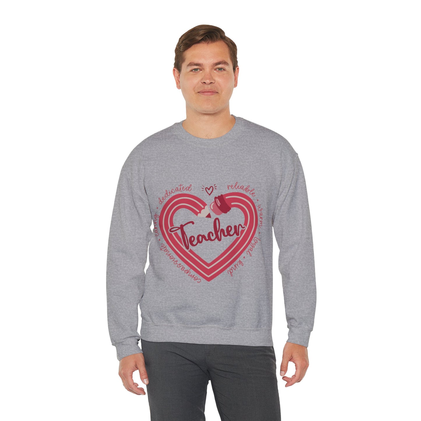 Teacher Heart Unisex Heavy Blend™ Crewneck Sweatshirt