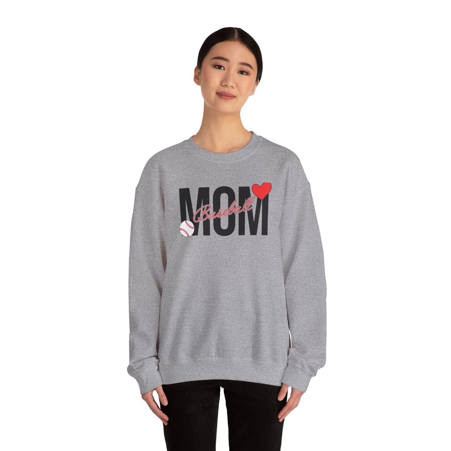 Baseball Mom Heart Unisex Heavy Blend™ Crewneck Sweatshirt