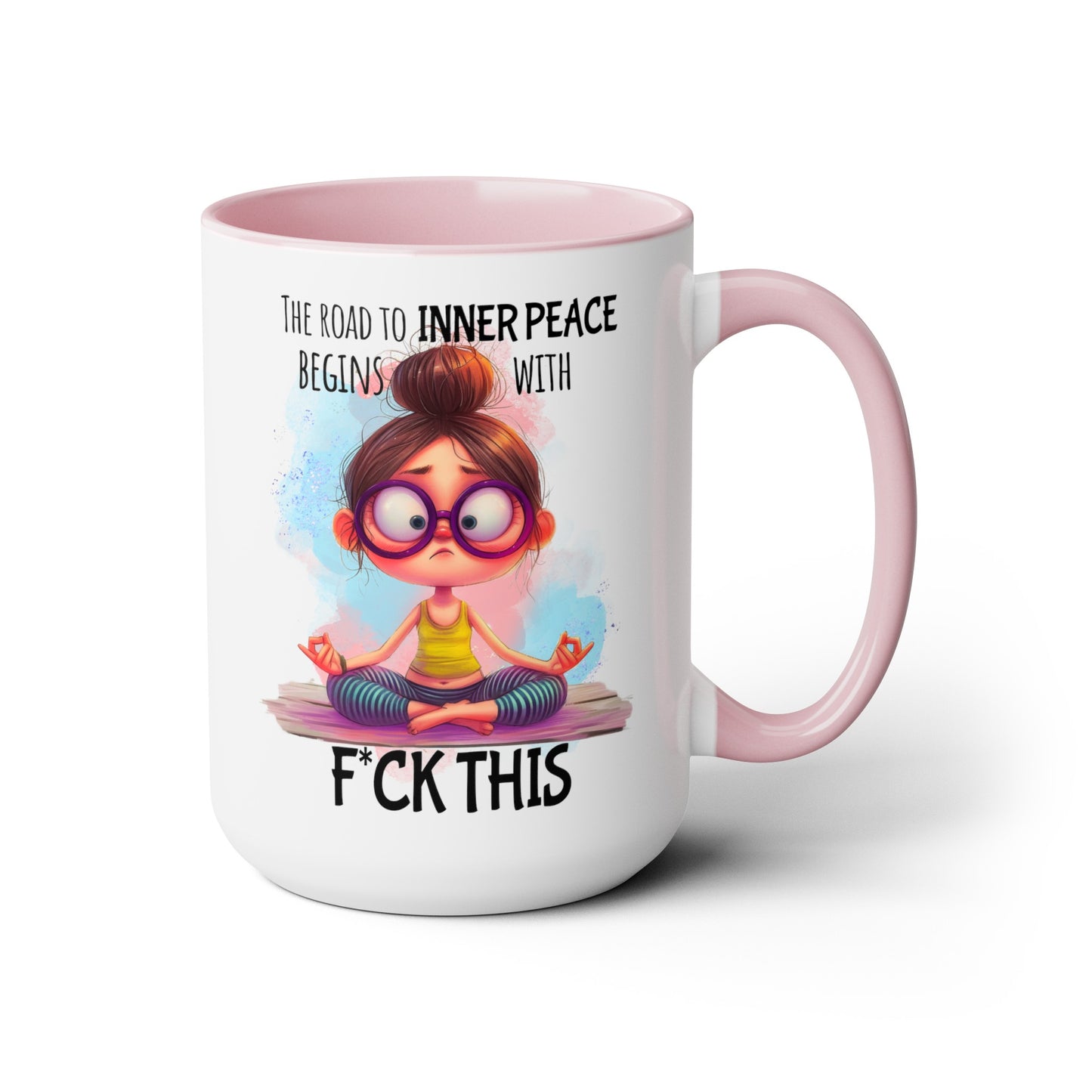 Road to Inner Peace Two-Tone Coffee Mugs, 15oz