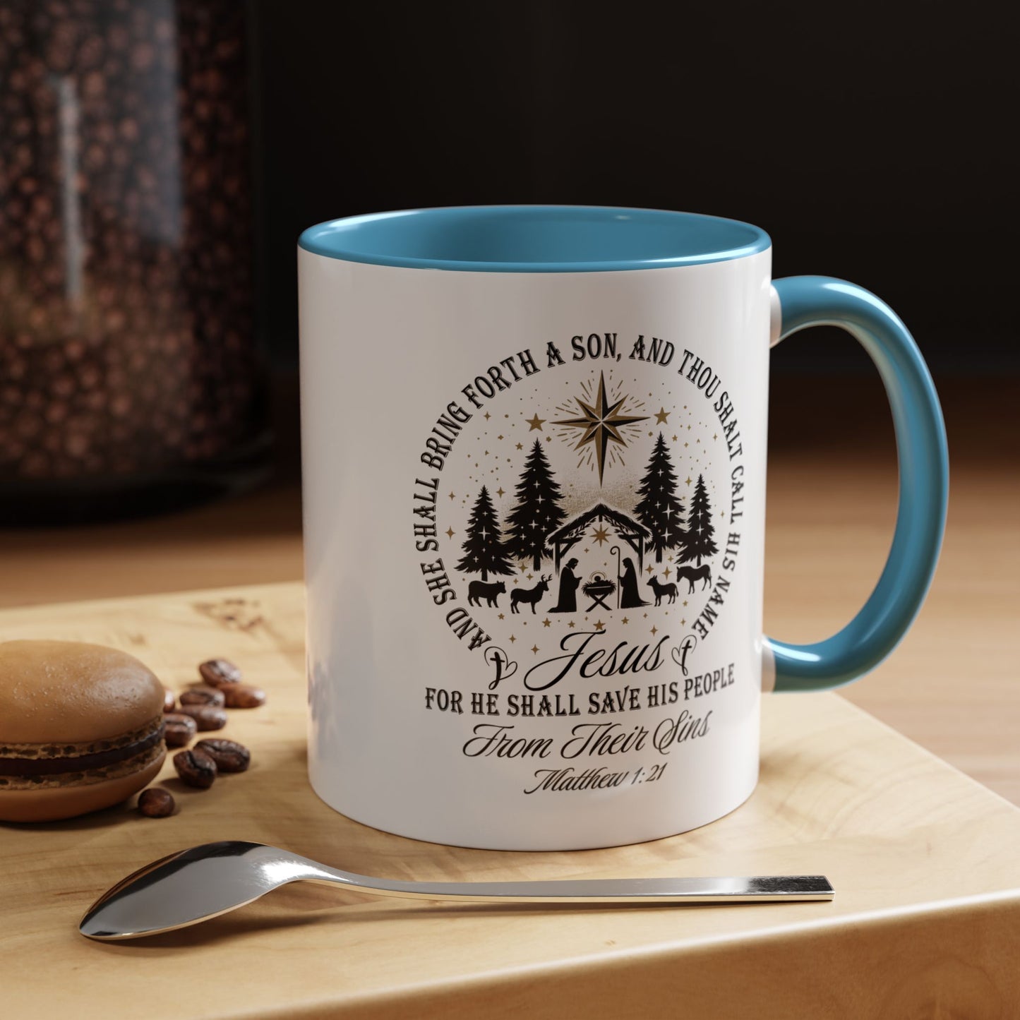 Matthew 1:21 Accent Coffee Mug (11, 15oz)