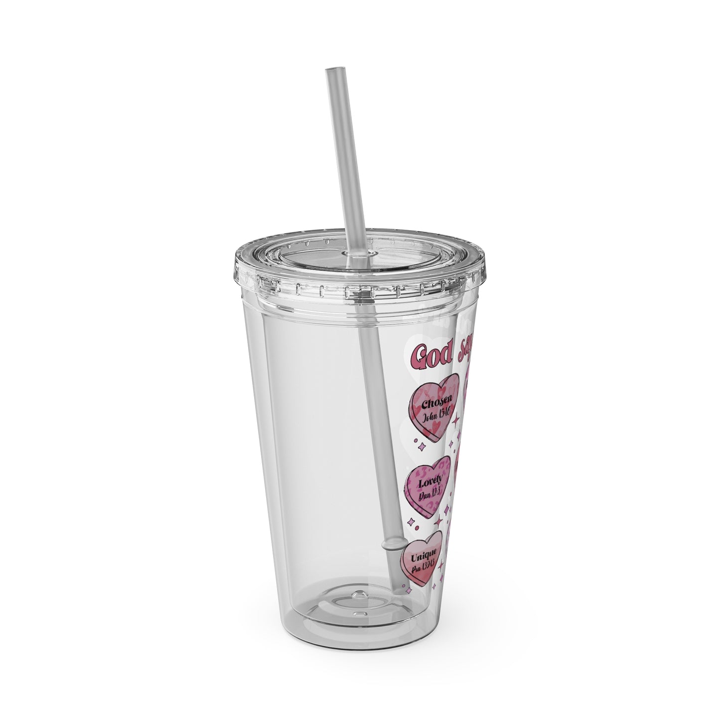 God Says Sunsplash Tumbler with Straw, 16oz