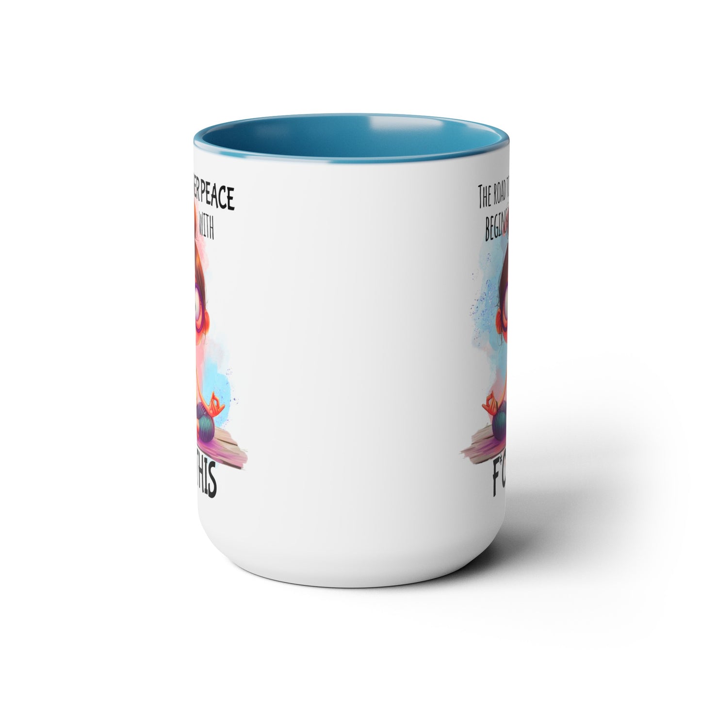 Road to Inner Peace Two-Tone Coffee Mugs, 15oz