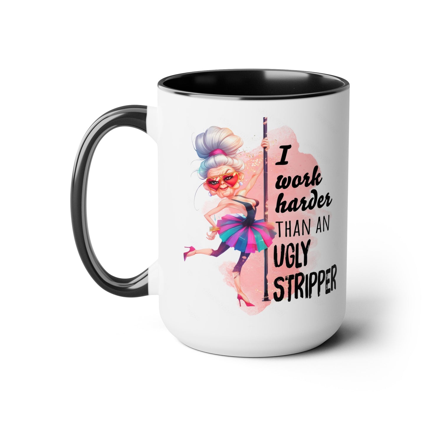 Work Harder Two-Tone Coffee Mugs, 15oz