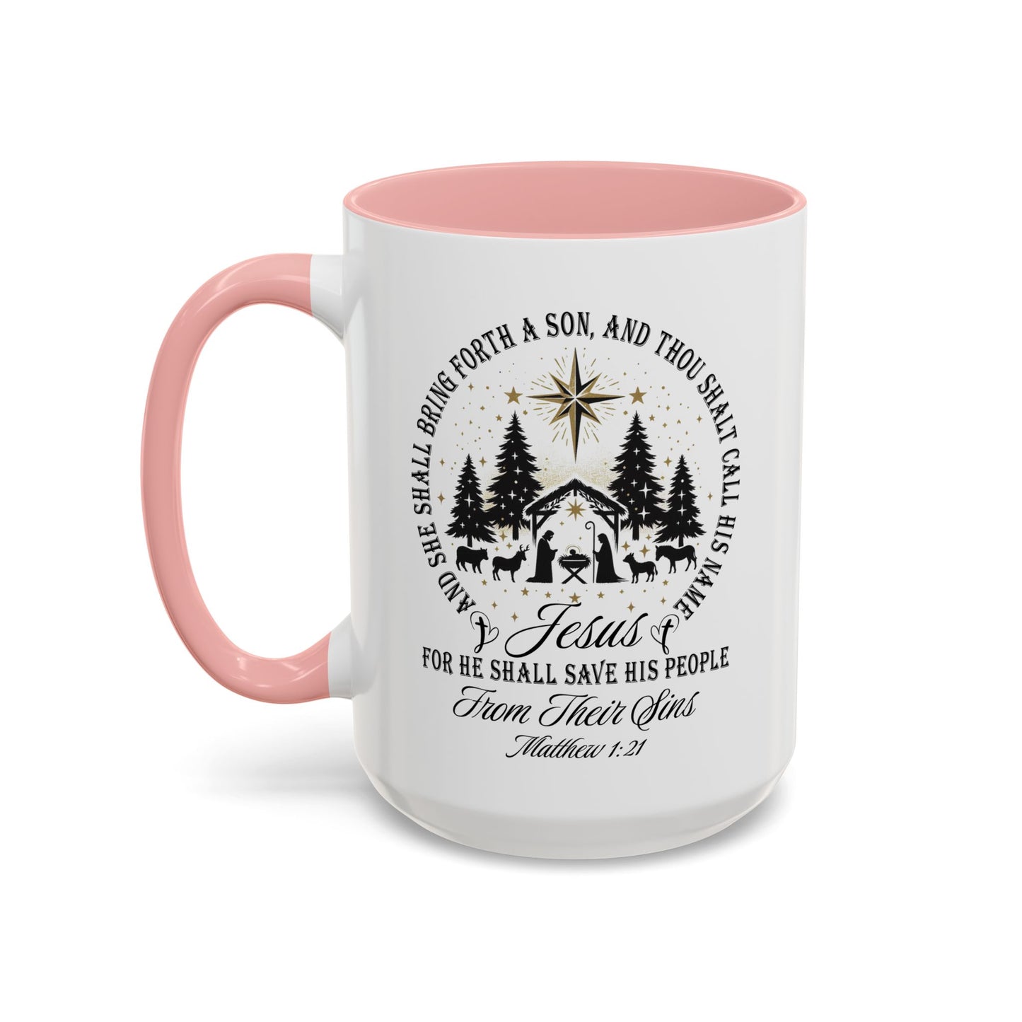 Matthew 1:21 Accent Coffee Mug (11, 15oz)