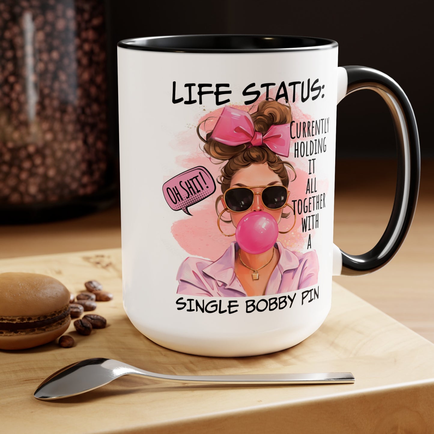Life Status Two-Tone Coffee Mugs, 15oz