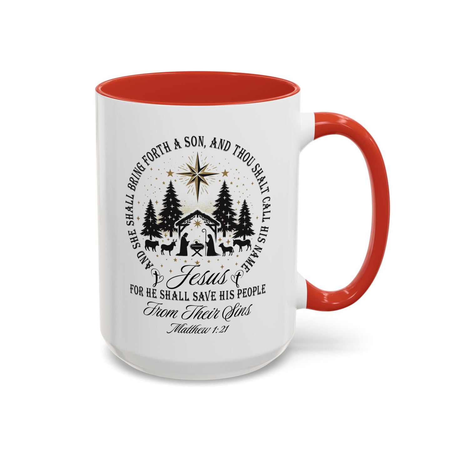 Matthew 1:21 Accent Coffee Mug (11, 15oz)