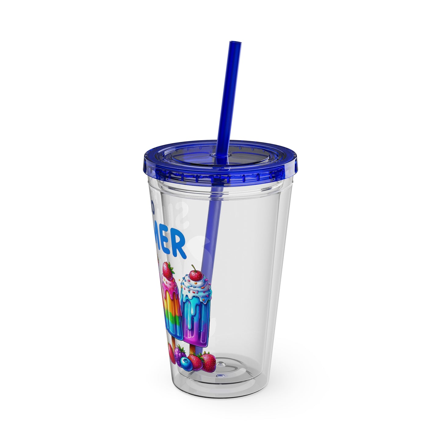 Hello Summer Sunsplash Tumbler with Straw, 16oz