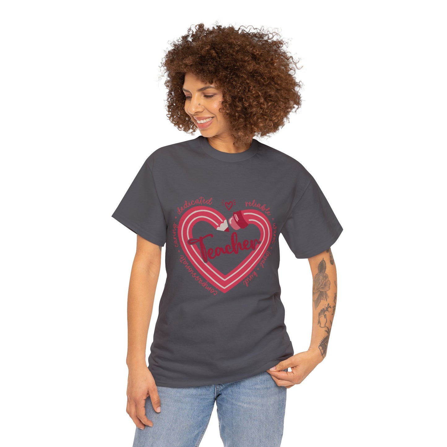 Teacher Heart Unisex Heavy Cotton Tee