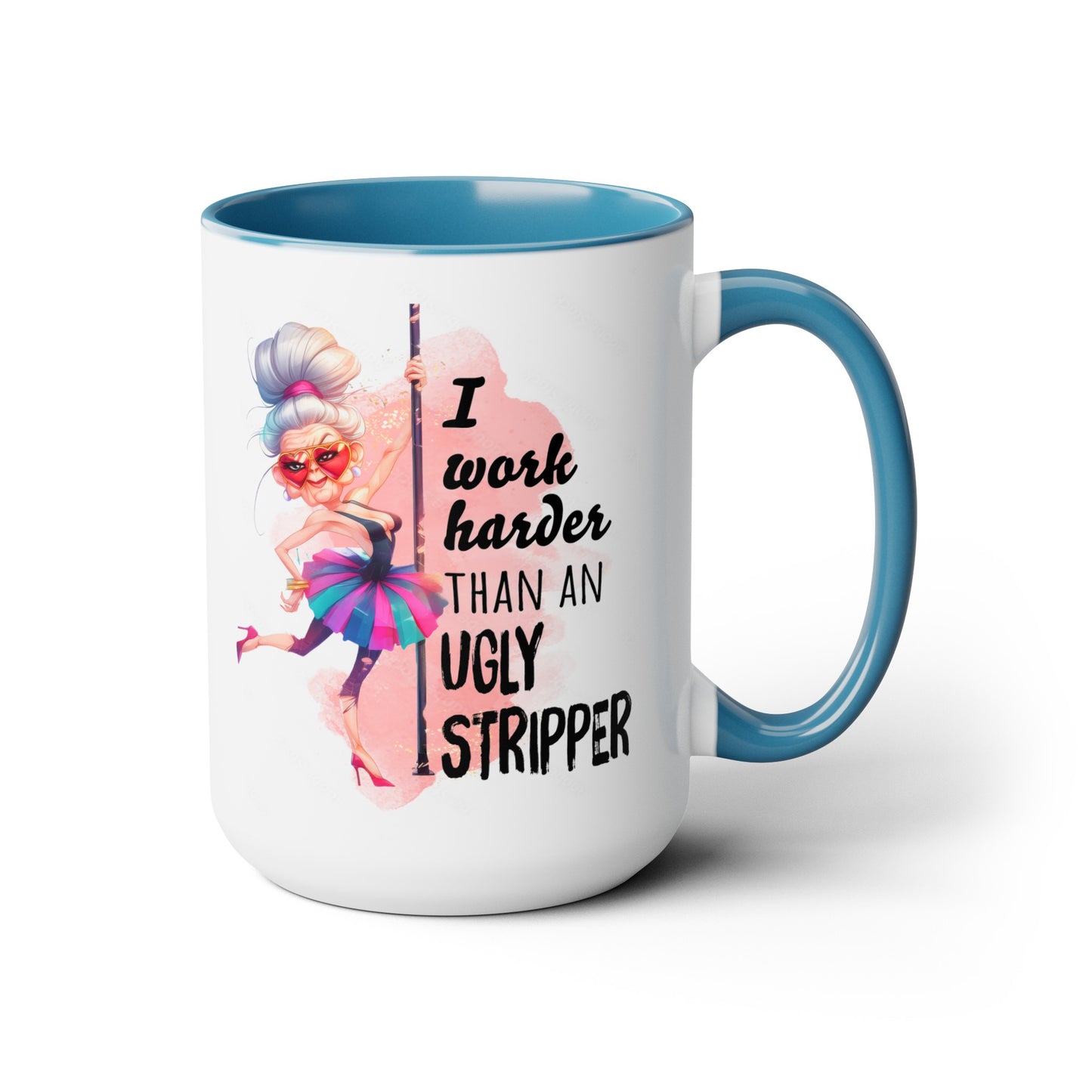 Work Harder Two-Tone Coffee Mugs, 15oz