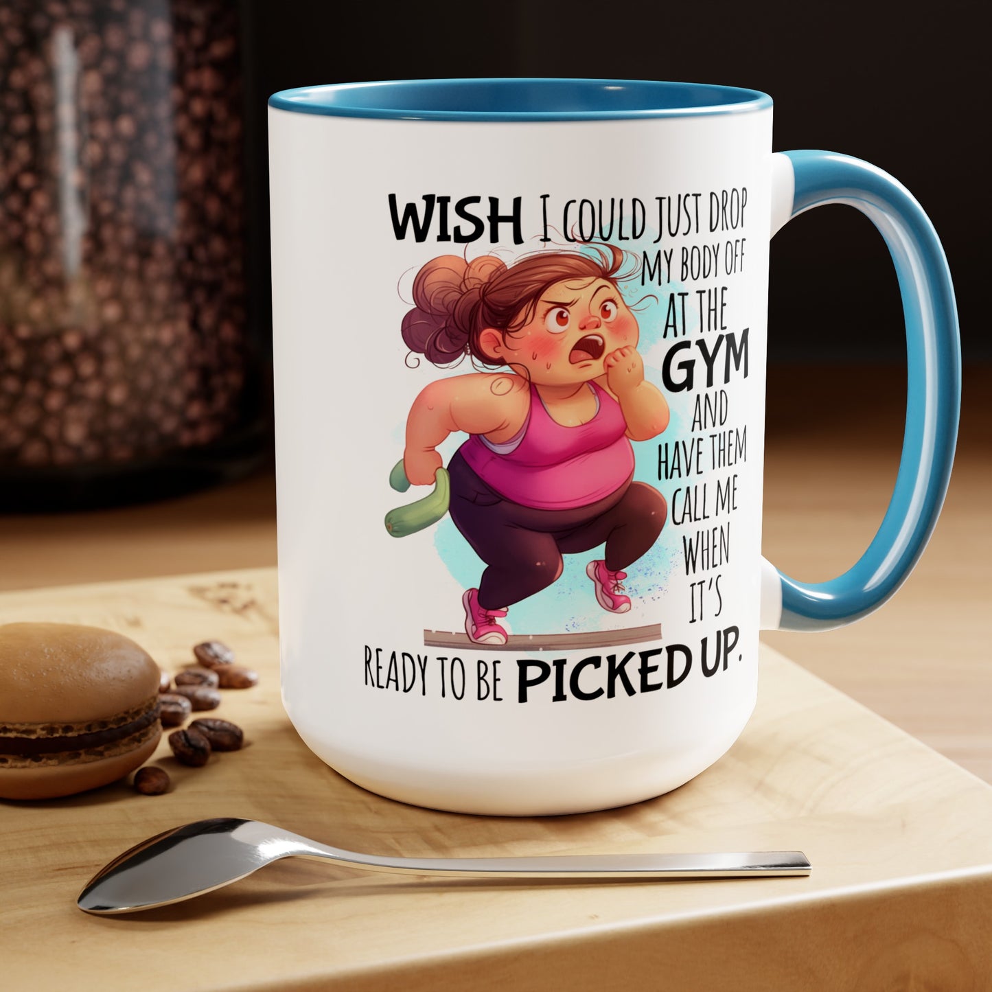 Gym Body Two-Tone Coffee Mugs, 15oz