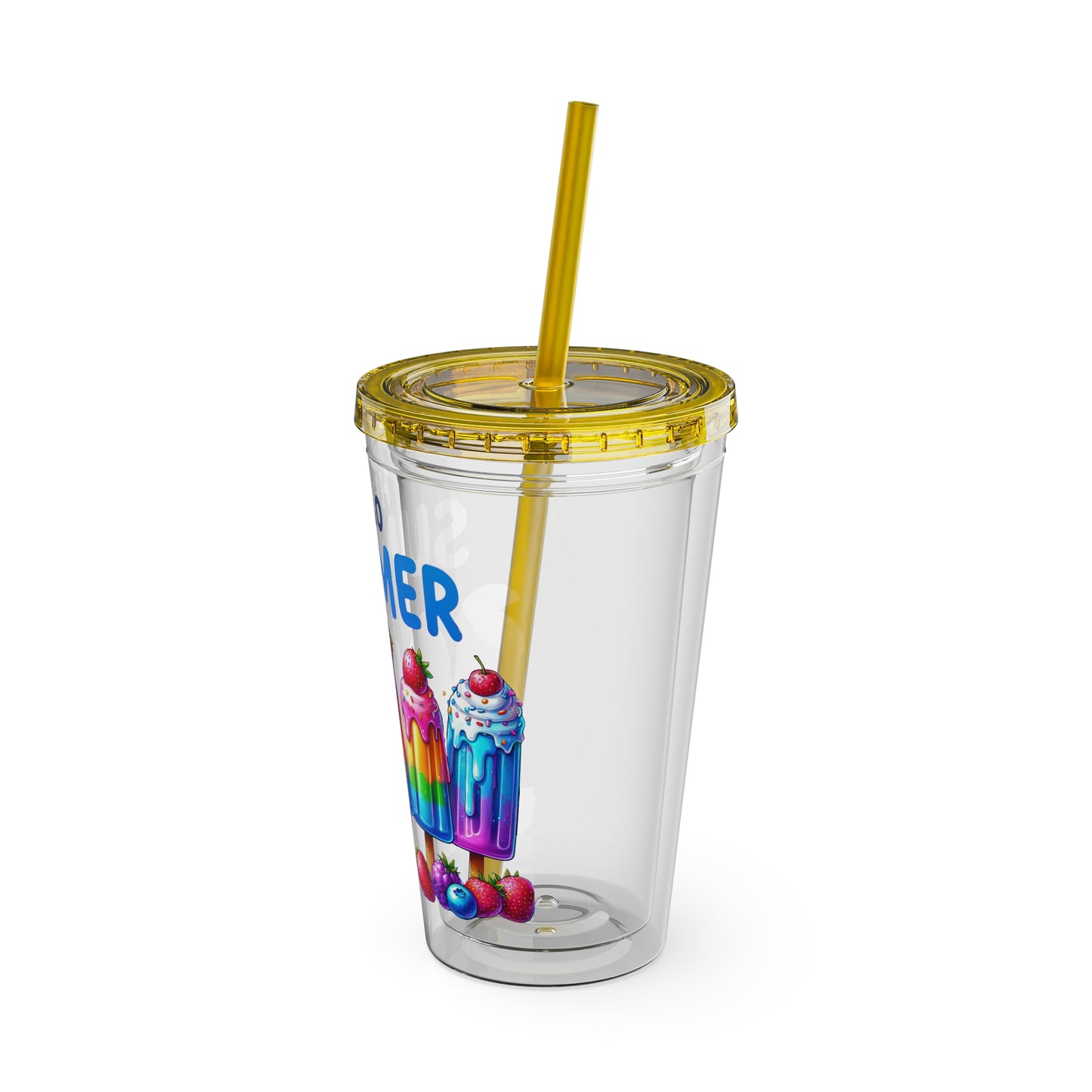 Hello Summer Sunsplash Tumbler with Straw, 16oz