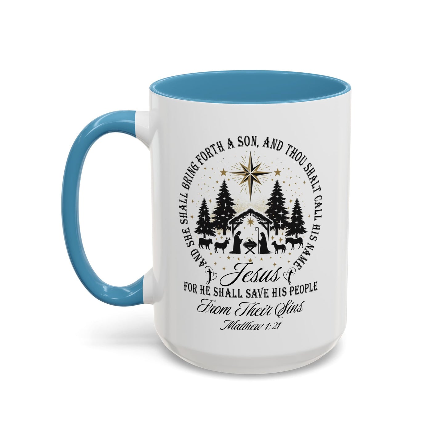 Matthew 1:21 Accent Coffee Mug (11, 15oz)