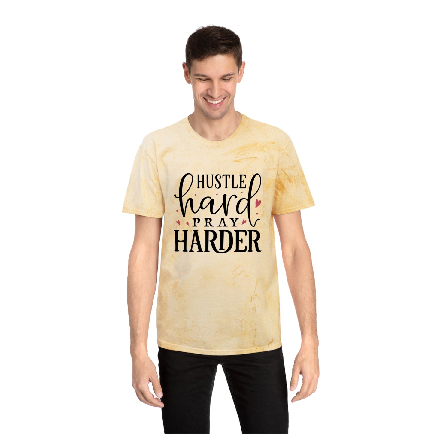 Hustle Hard Prayer Harder Unisex Color Blast T-Shirt
