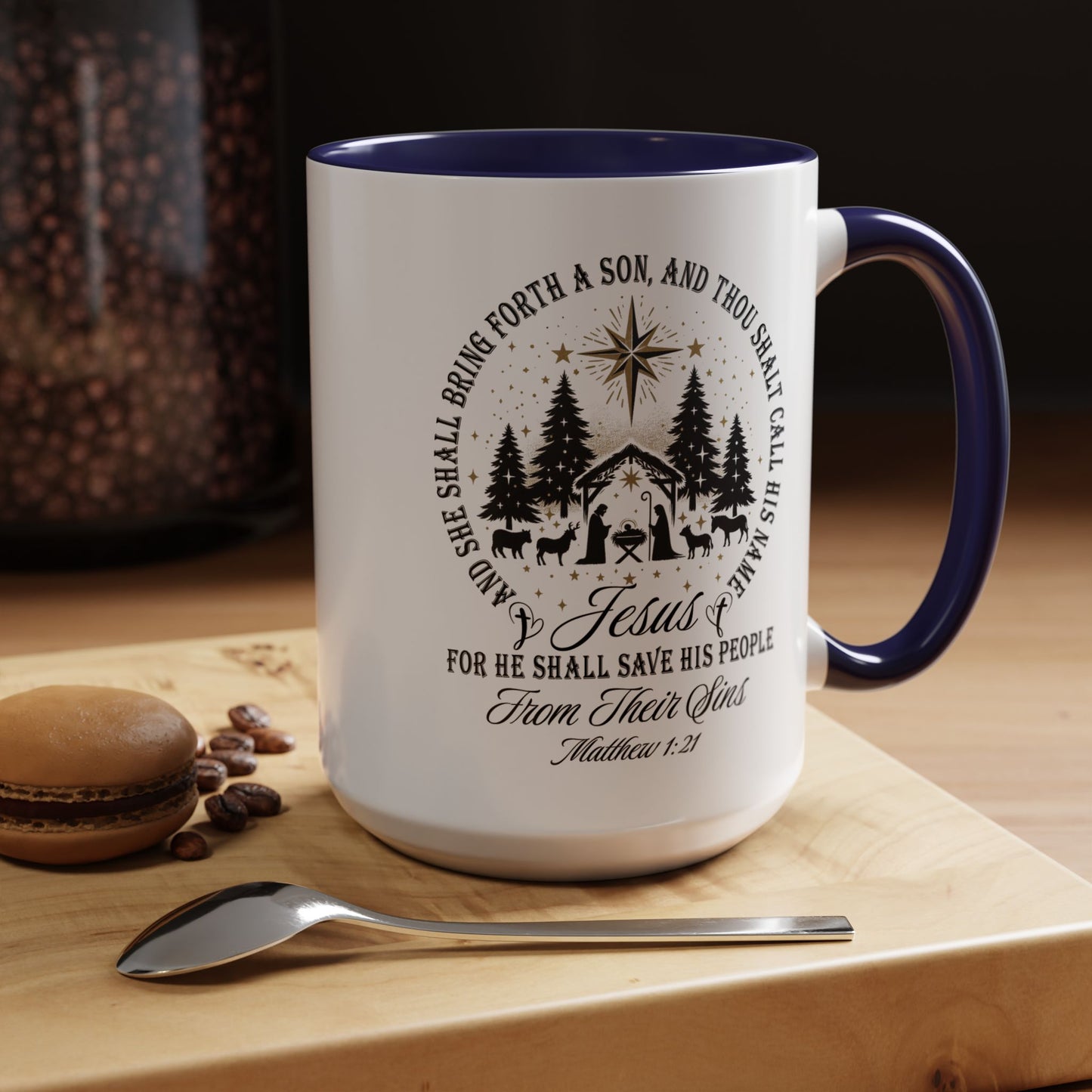 Matthew 1:21 Accent Coffee Mug (11, 15oz)