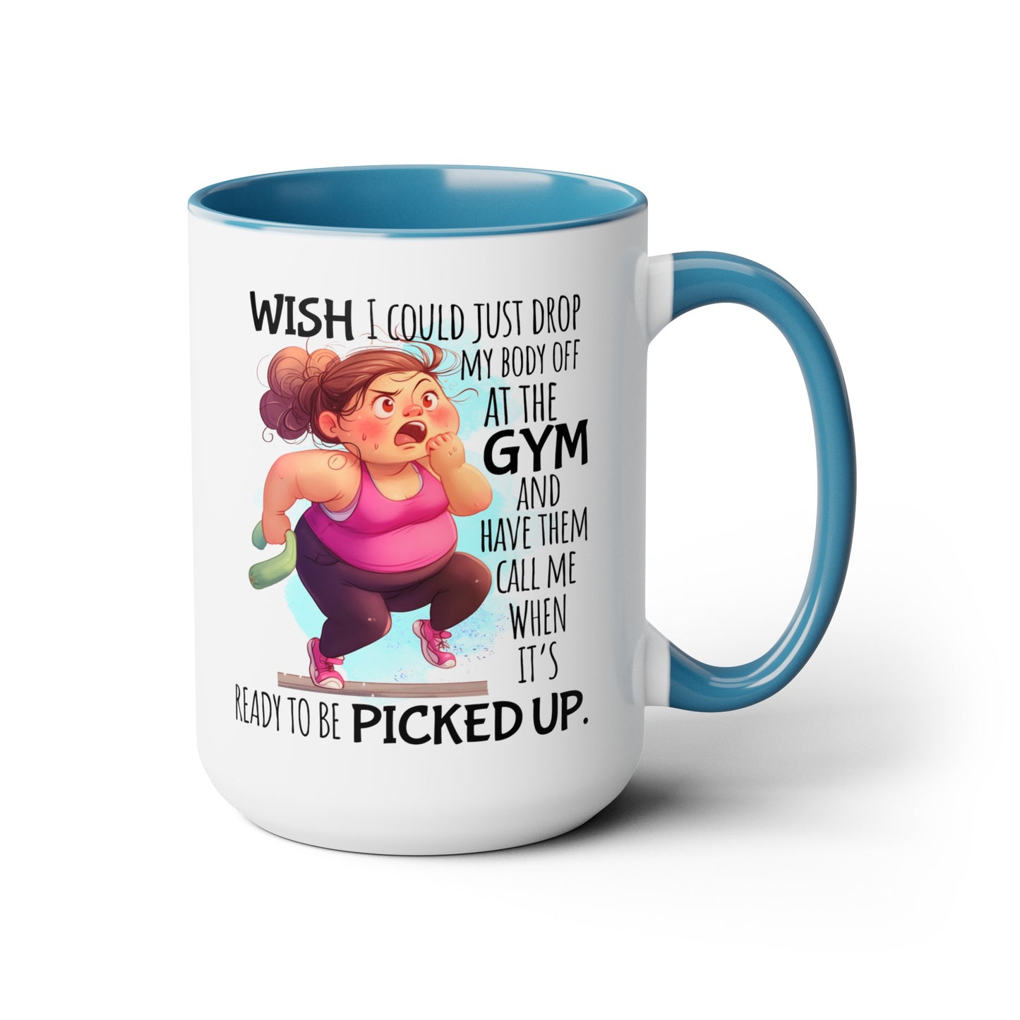 Gym Body Two-Tone Coffee Mugs, 15oz
