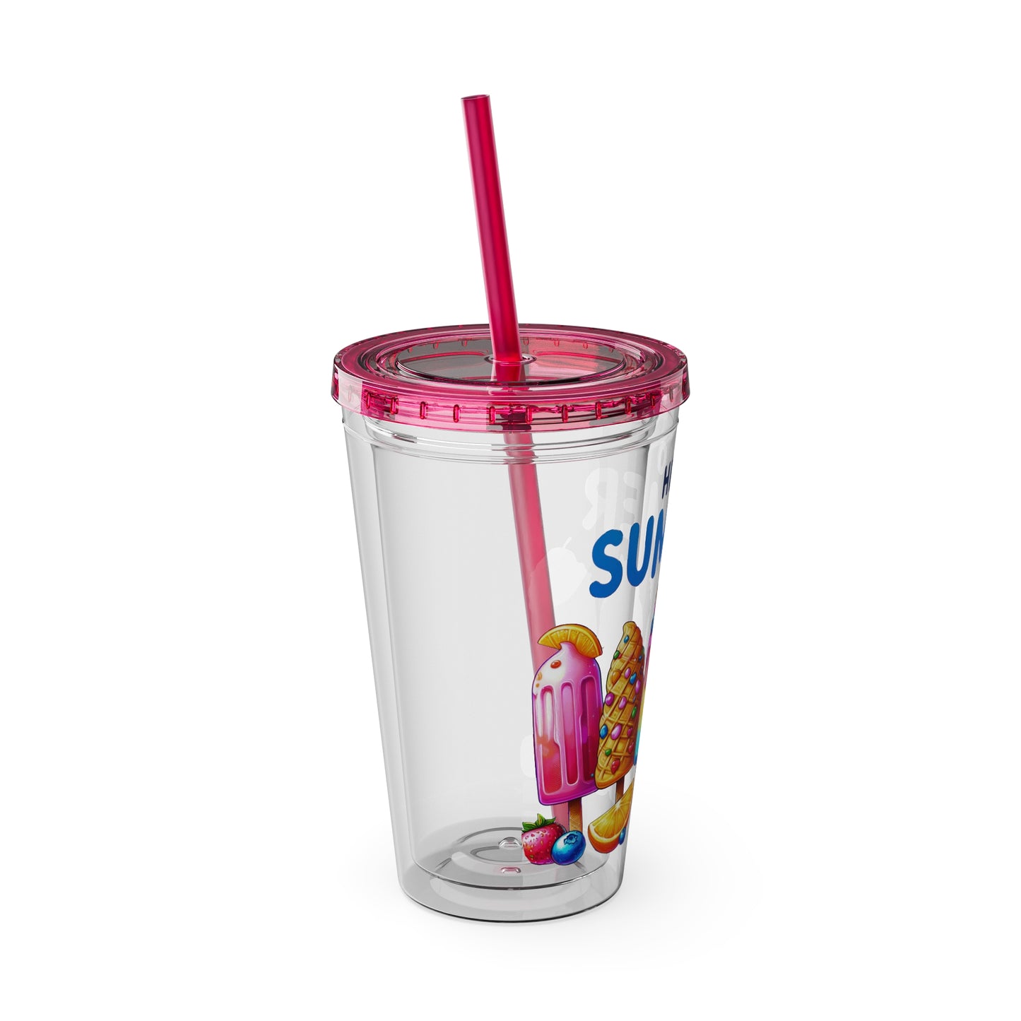 Hello Summer Sunsplash Tumbler with Straw, 16oz