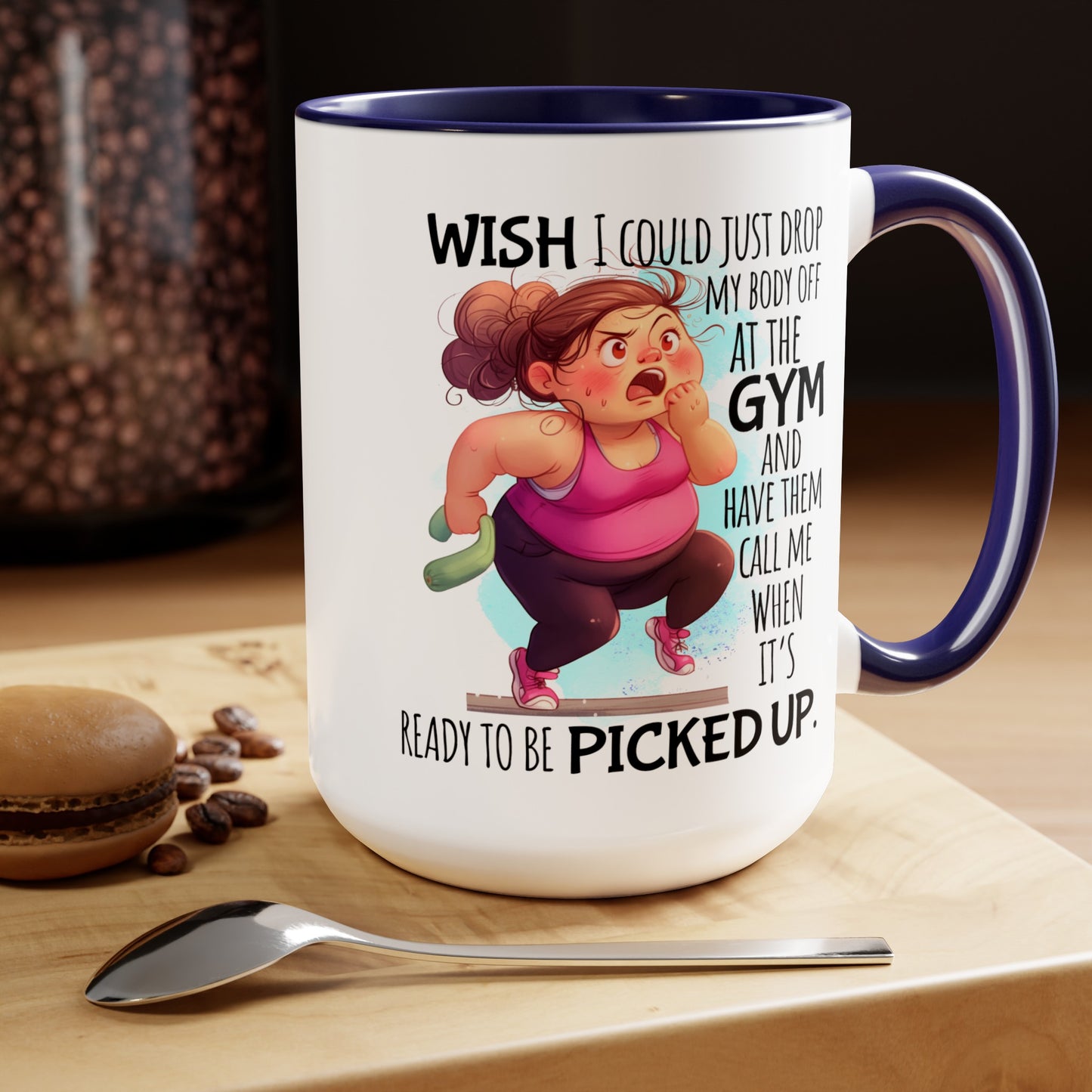 Gym Body Two-Tone Coffee Mugs, 15oz