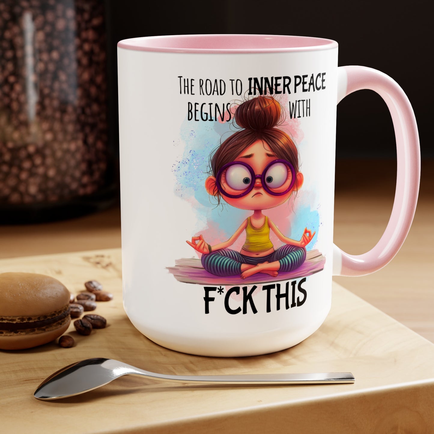 Road to Inner Peace Two-Tone Coffee Mugs, 15oz
