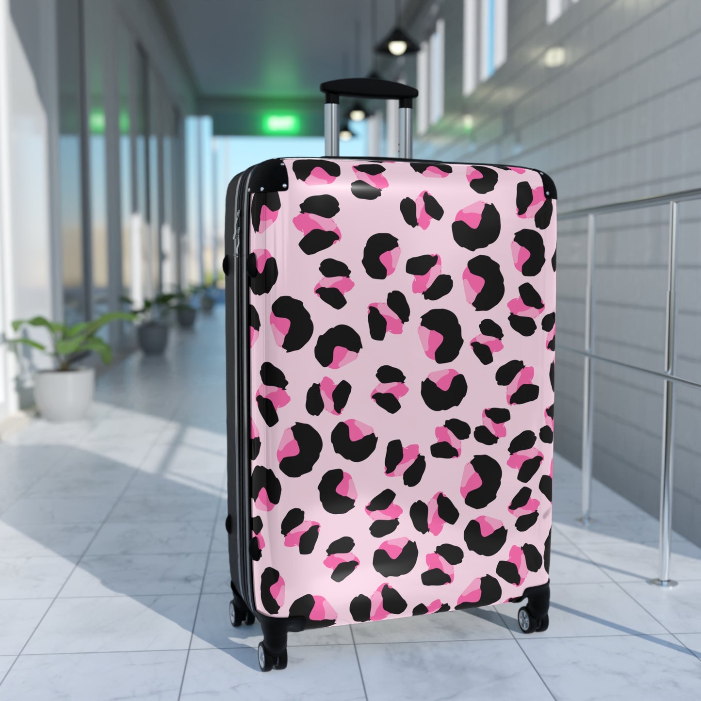 Chic Pink Leopard Print Suitcase - Stylish Luggage for Travel Enthusiasts
