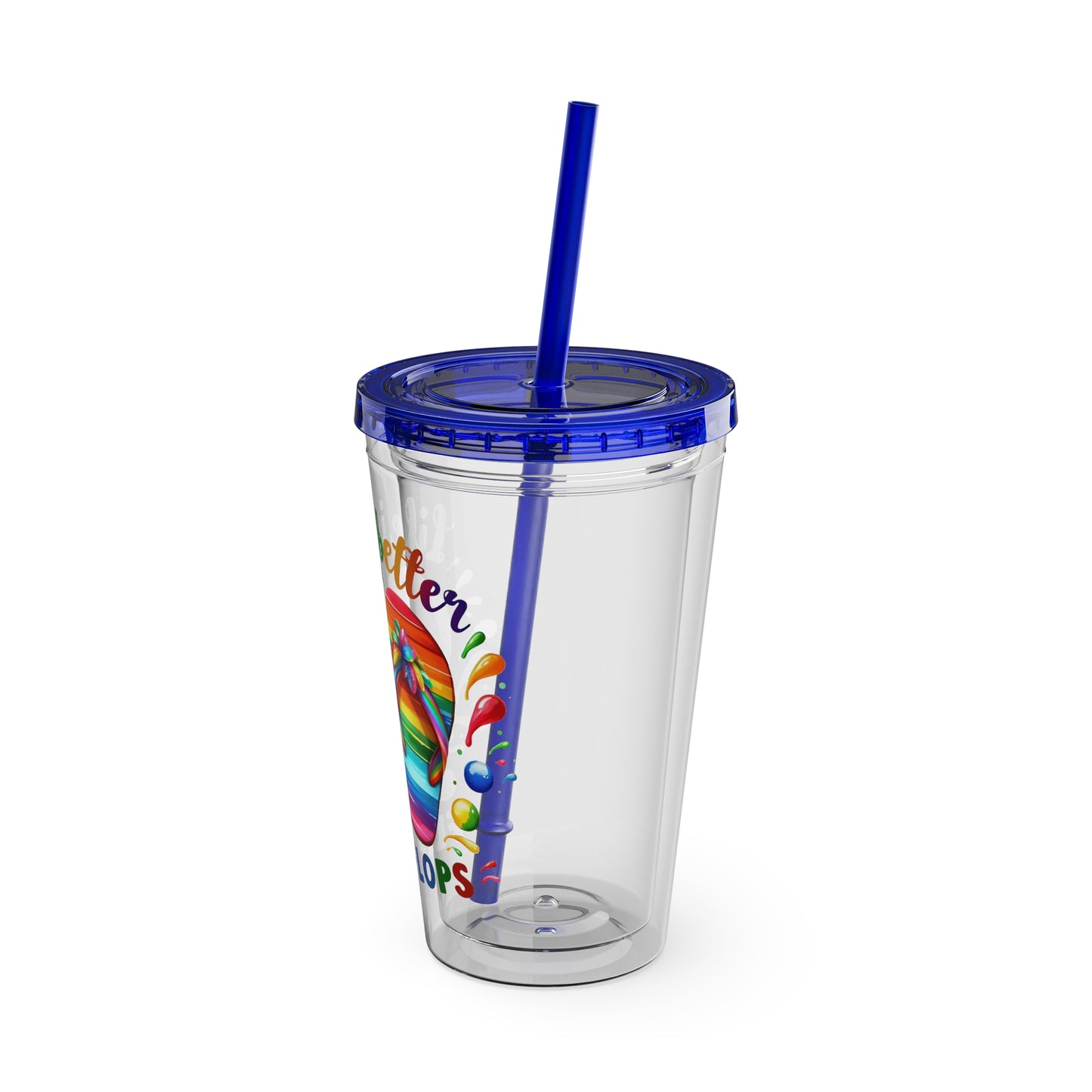 Life is Better in Flip Flops Sunsplash Tumbler with Straw, 16oz