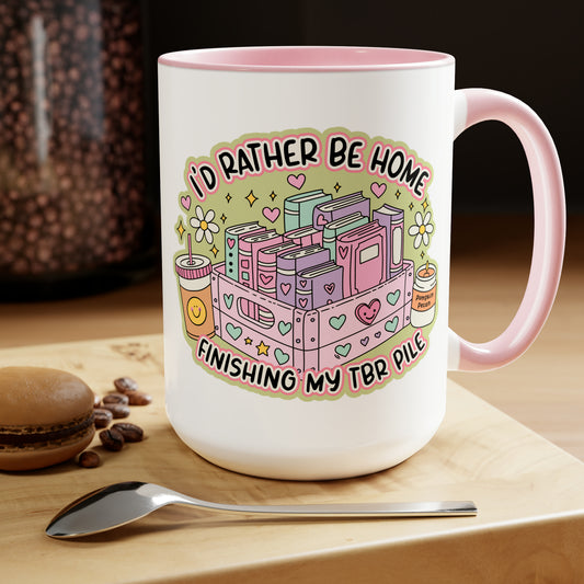 TBR Pile Reading Two-Tone Coffee Mugs, 15oz