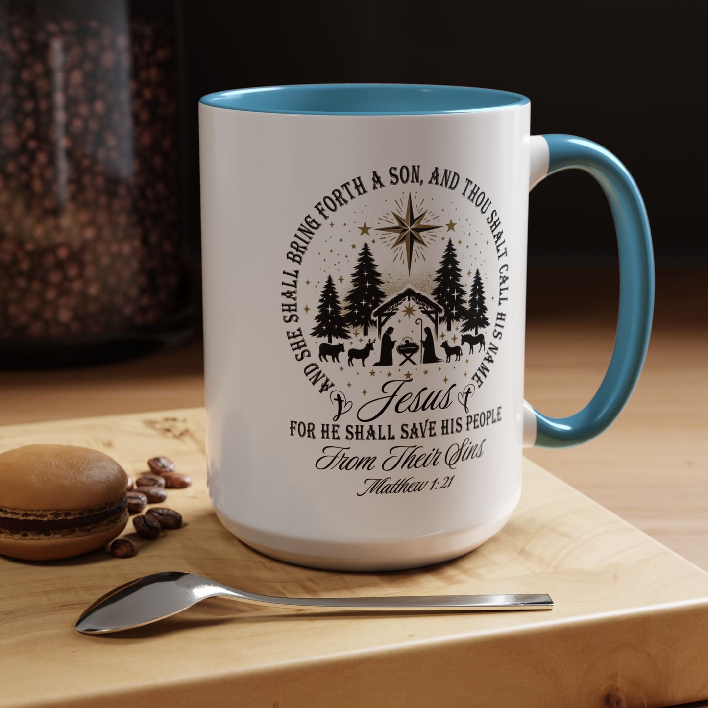 Matthew 1:21 Accent Coffee Mug (11, 15oz)