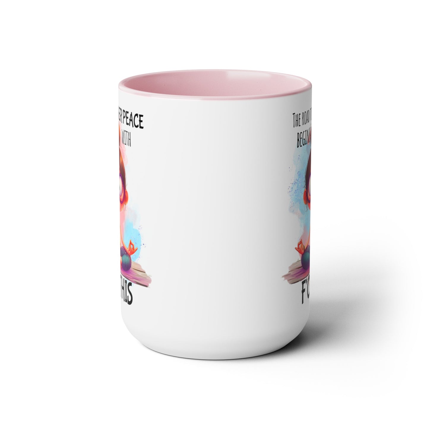 Road to Inner Peace Two-Tone Coffee Mugs, 15oz