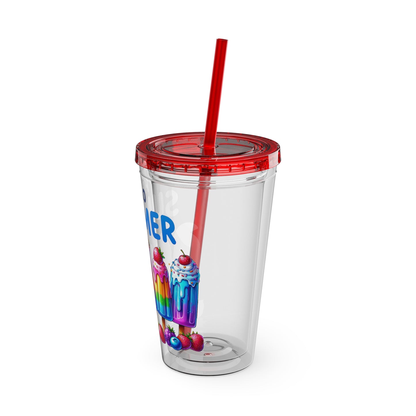 Hello Summer Sunsplash Tumbler with Straw, 16oz