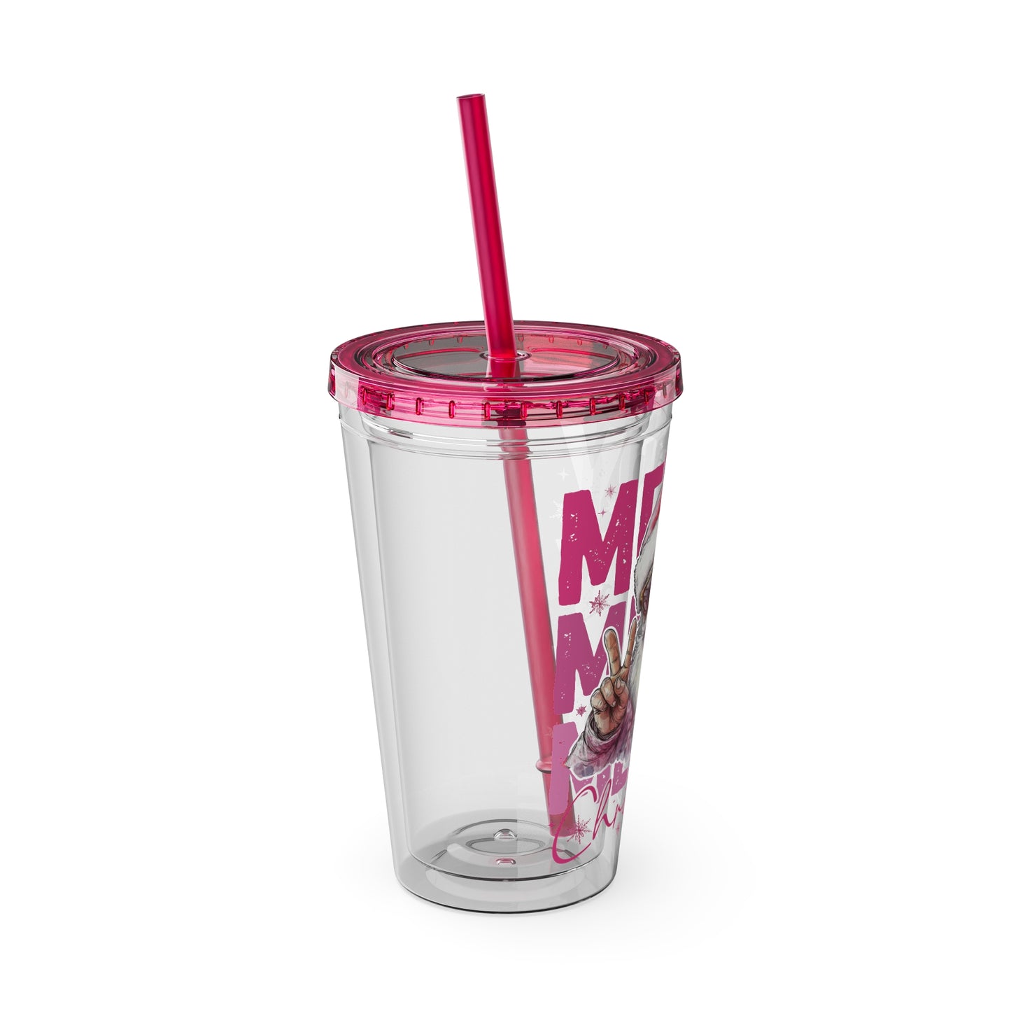 Merry Santa Sunsplash Tumbler with Straw, 16oz